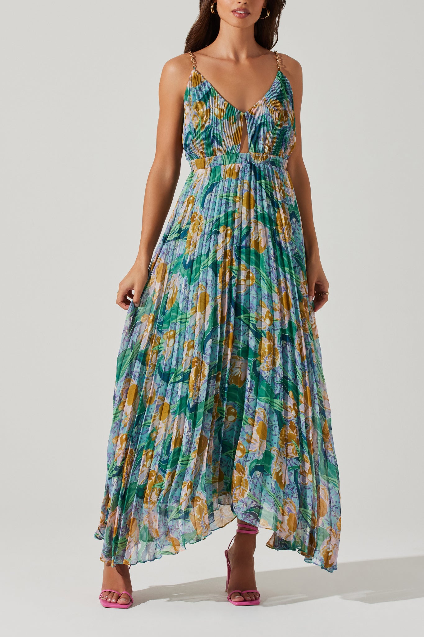 Delicata Floral Pleat Dress