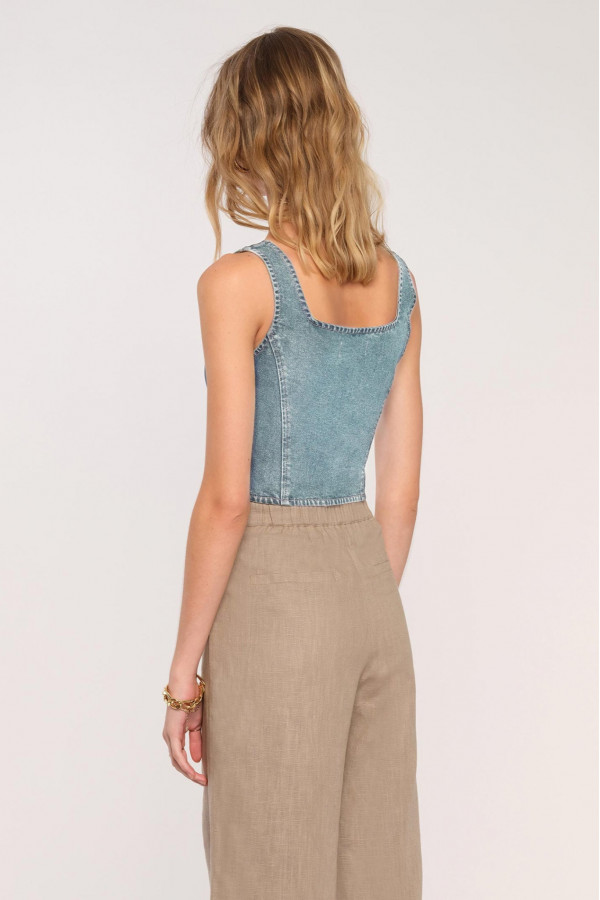 Organza Denim Top