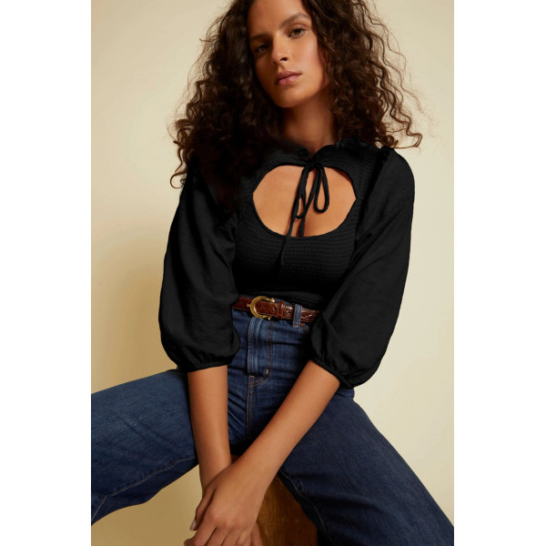 Noon Rush Smocked Tie Top